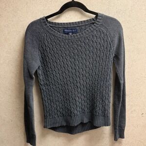 Aeropostale XS Gray Cozy Casual  Knit Crew Neck Textured Raglan Sleeve Sweater